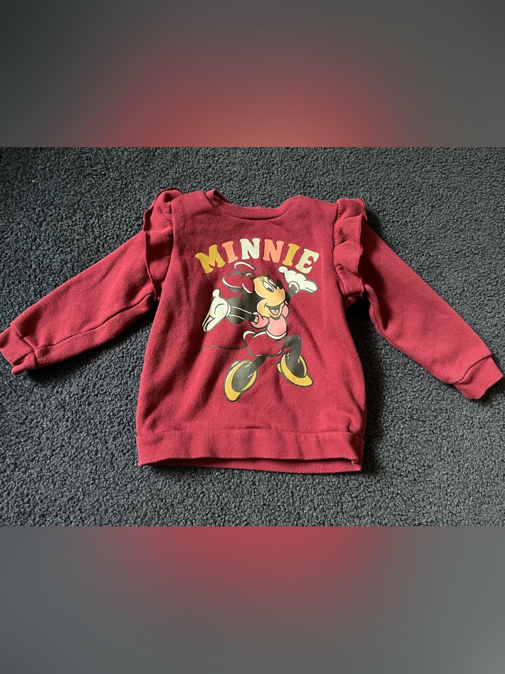 Disney Girls' Minnie Graphic Sweatshirt in Magenta with Yellow Accents